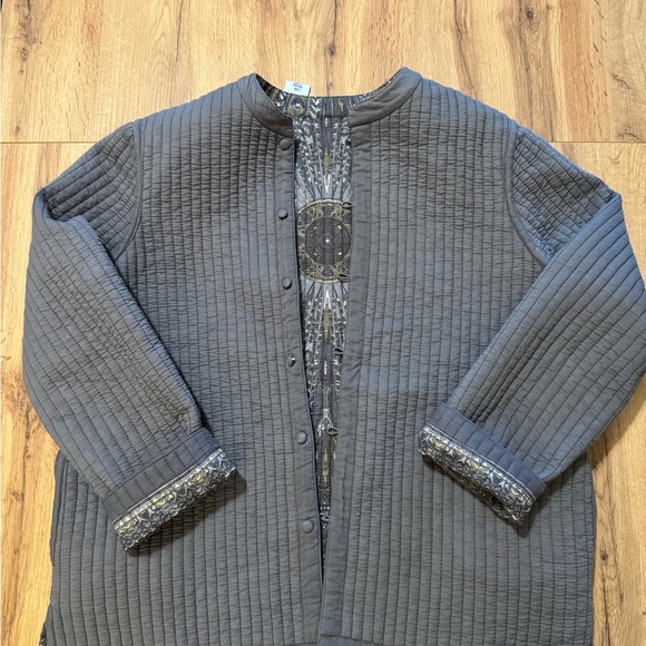 Blair Paisley Reversible Jacket Womens L Gray and Gold Quilted Coat - Picture 10 of 10